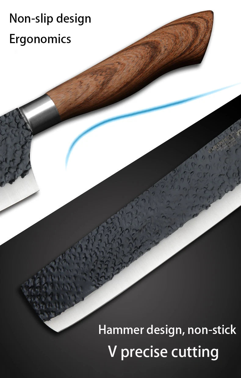 Herramientas de Juego de cuchillos de cocina de acero inoxidable, cuchillo de cocina forjado, tijeras, pelador de cerámica, rebanador de Chef, cuchillo de pelar Nakiri, estuche de regalo