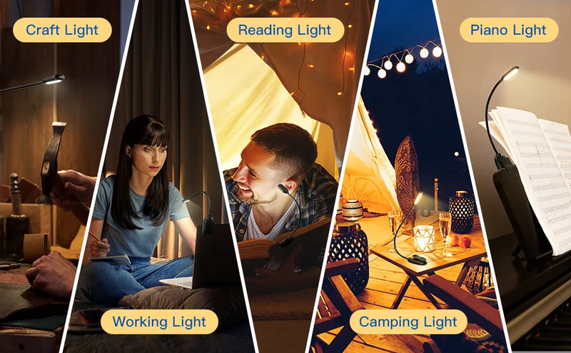 Rechargeable Book Reading Light Lamp, LED Book Light for Reading in Bed - Eye Caring Adjustable Brightness 3 Color Temperatures