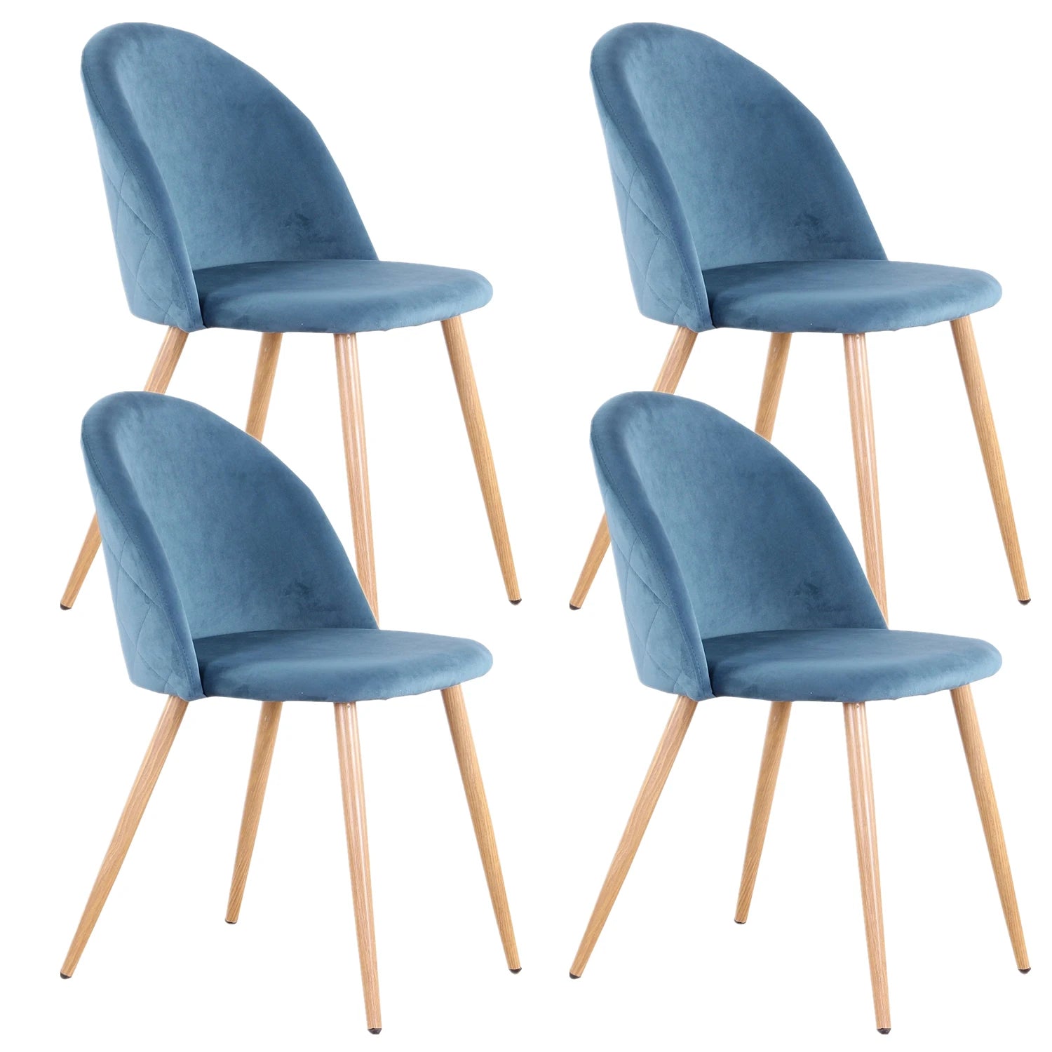 A Set of 4 Dining Chairs With Soft Velvet and Metal Legs, Suitable for Kitchen, Dining Room, Living Room, Lounge (Pink/Green/Blue)