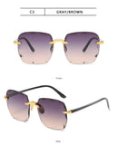 3PCS Square Rimless Sunglasses Women Luxury Brand Designer Summer Red Glasses Fashion Sun Glasses For Men UV400 Shades Oculos