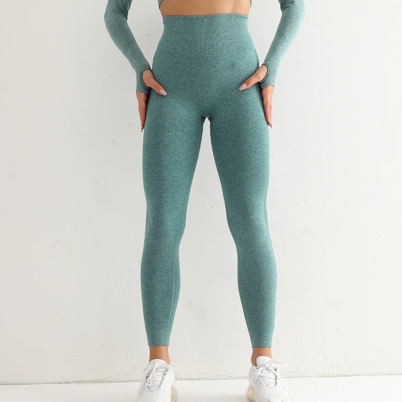 Leggings deportivos sin costuras para mujer, de cintura alta, elásticos, lisos, para yoga, gimnasio, trotar, de secado rápido, push up, ajustados, para mujer