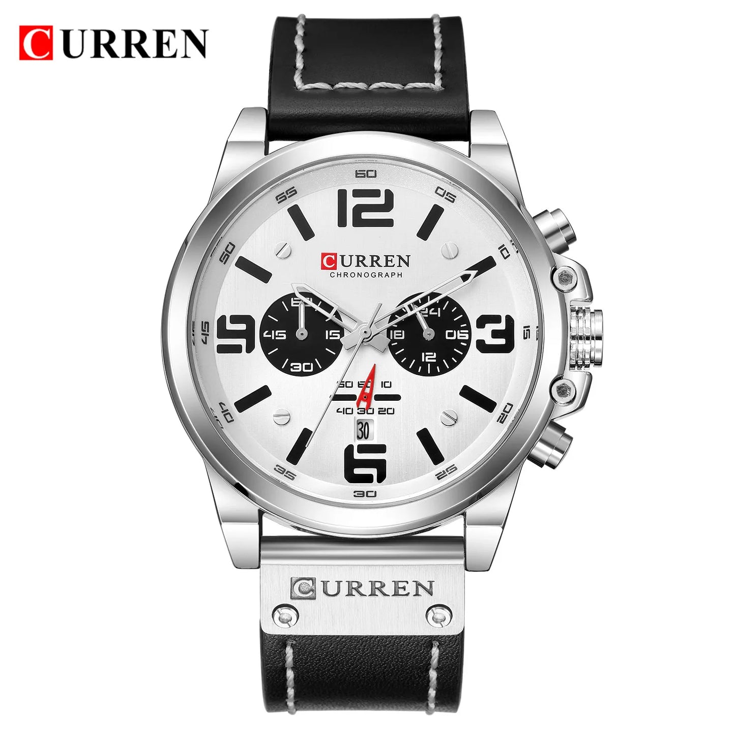 CURREN Mens Watches Top Luxury Brand Waterproof Sport Wrist Watch Chronograph Quartz Military Genuine Leather Relogio Masculino