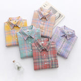 Casual Women's Plaid Shirt 2025 Spring Autumn New Ladies Loose Blouse and Tops Female Long Sleeve Shirts Fresh Checked Clothes
