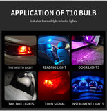 10X New W5W LED T10 Car Lights COB Glass Interior Parts Bulbs White ice blue Yellow Auto License Plate Lamp Dome Read Light 12V