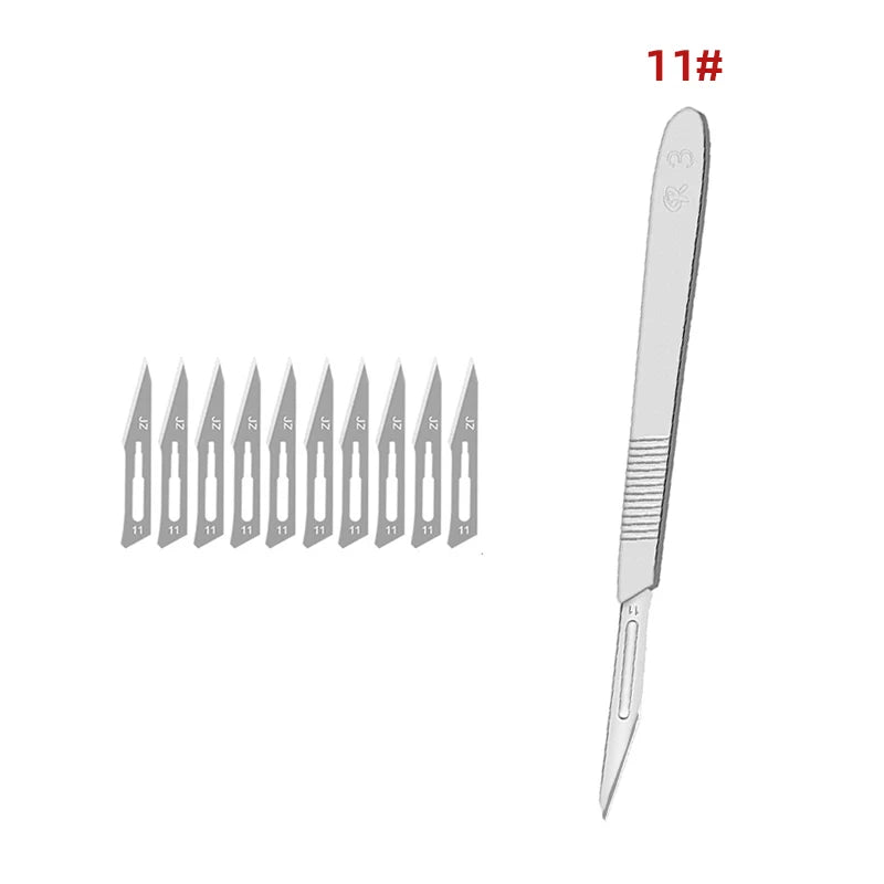 Carbon Steel Carving Metal Scalpel handle 11# 23# Engraving Craft knive Non-Slip Surgical Scalpel Knife Paper Cutting Tool Knife