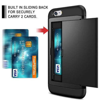 Funda para iPhone SE 2022 2020 con puerta corredera, bolsillo oculto, ranuras para tarjetas, antiarañazos, para iPhone SE3 SE2 SE
