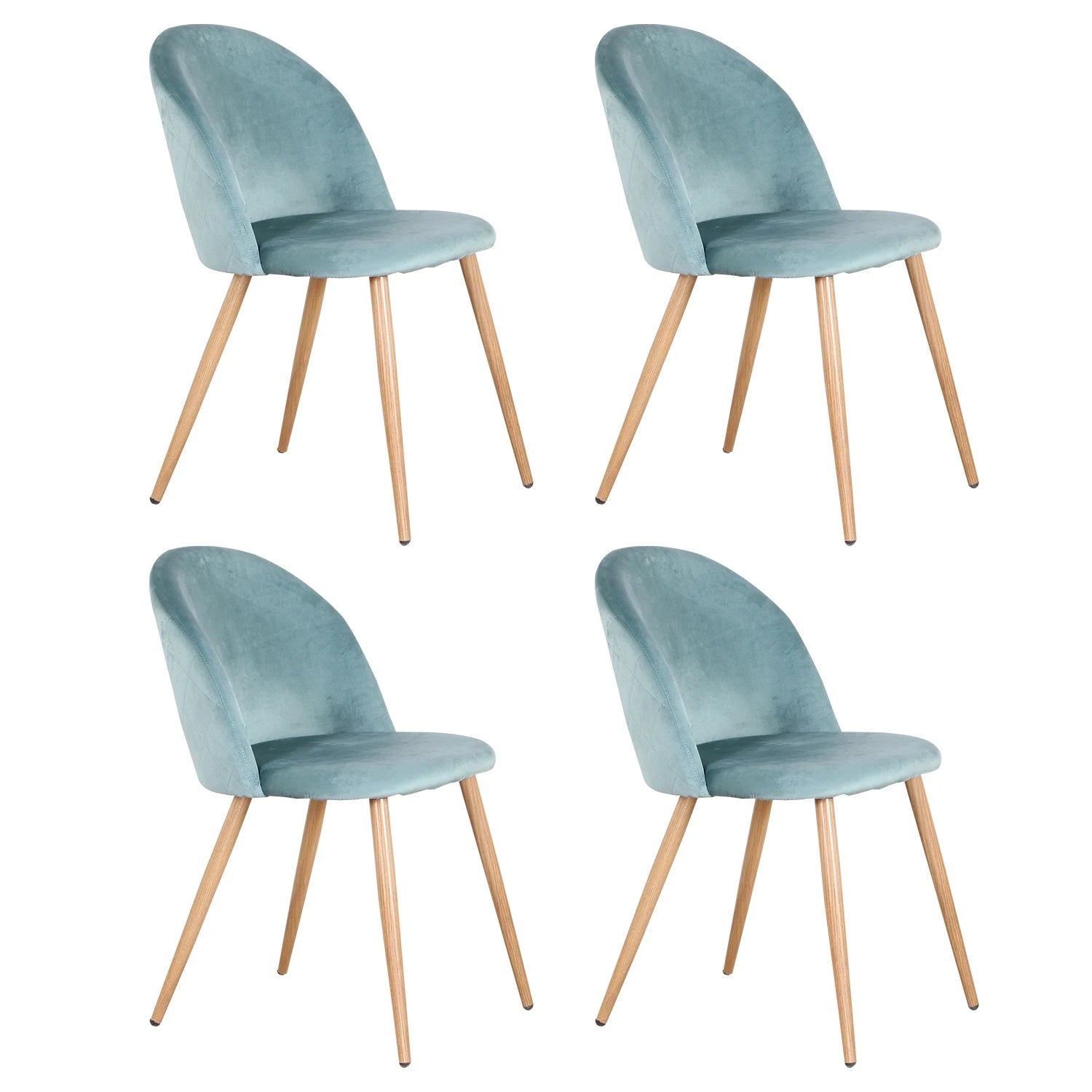 A Set of 4 Dining Chairs With Soft Velvet and Metal Legs, Suitable for Kitchen, Dining Room, Living Room, Lounge (Pink/Green/Blue)