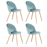A Set of 4 Dining Chairs With Soft Velvet and Metal Legs, Suitable for Kitchen, Dining Room, Living Room, Lounge (Pink/Green/Blue)