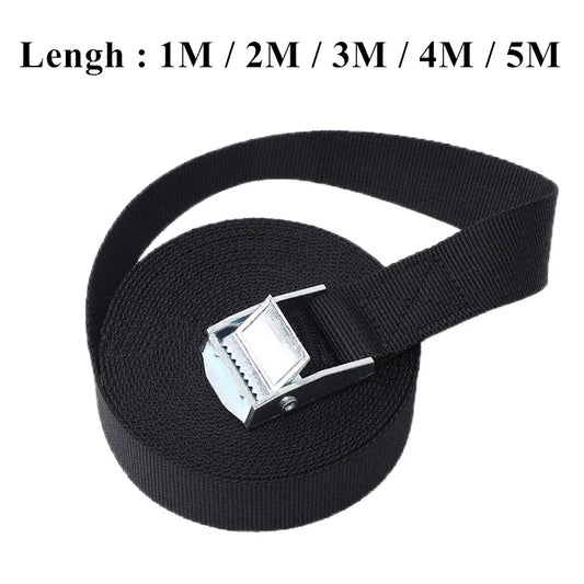 Correas de amarre con hebilla negra de 1 m, 2 m, 3 m, 4 m y 5 m para coche, motocicleta y bicicleta, con hebilla de metal, cuerda de remolque y trinquete resistente.