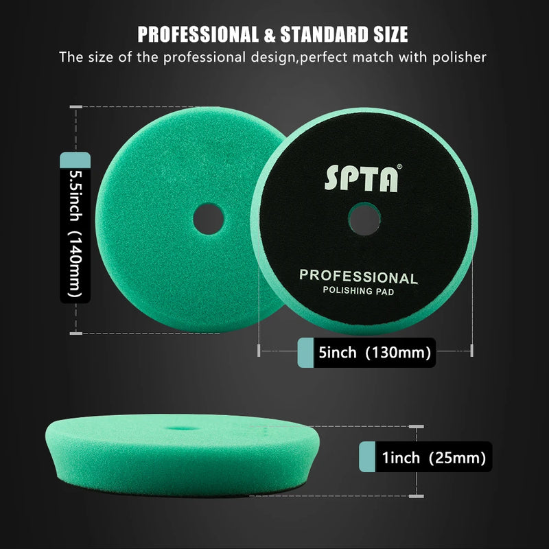 (Single Sale) SPTA 3"(80mm)/5"(125mm)/6"(150mm) Car Buffing Polishing Pads T Shape Sponge For DA/RO/GA Car Buffer Polisher