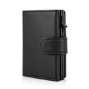 YATBEST Card Holder Wallet  Slim Minimalist Pop Up Leather Men Wallets RFID Blocking Metal Bank Card Case with Coins Pocket