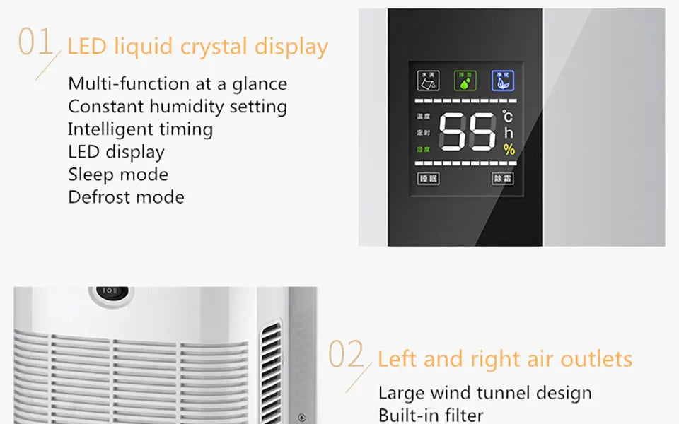 2.2L Intelligent Remote Dehumidifier Air Dryer Purifier Humidity-control Defrost Automatic Shut-down Moisture Absorption Machine
