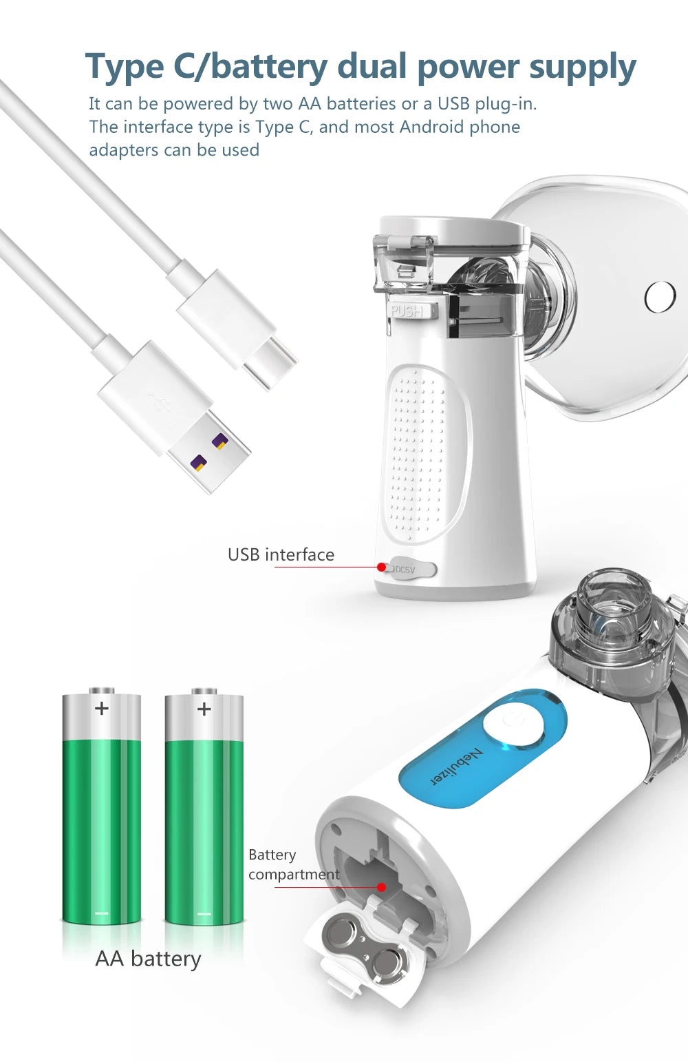 Handheld Portable autoclean Inhale Nebulizer Mesh Atomizer silent inhaler nebuliser inhalator for kids nebulizador portatil