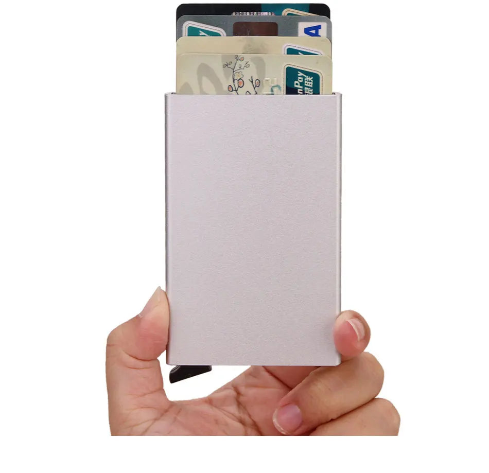 Tarjetero RFID de aluminio metálico, minibilleteras minimalistas y delgadas para hombre y mujer, tarjetero de negocios para hombre y mujer
