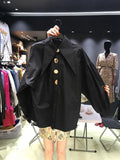 2025 Casual Long-sleeve Shirt Women New Fashion Turn Down Collar Big Button Retro Blouse Female