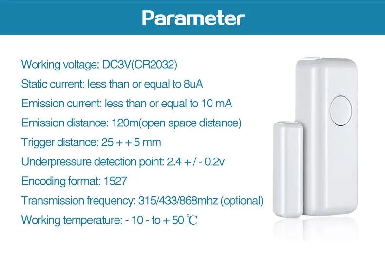 PGST Window Door Sensor for 433MHz Alarm System PG103 Wireless Home Alarm App Notification Alerts