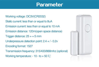 PGST Window Door Sensor for 433MHz Alarm System PG103 Wireless Home Alarm App Notification Alerts