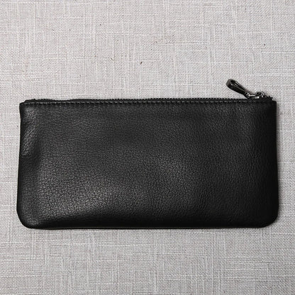 ZRCX Men's Genuine Leather Long Zipper Wallet First Layer Cowhide Youth Ultra-Thin Handbag Wallet Trendy Brand Simple Wallet