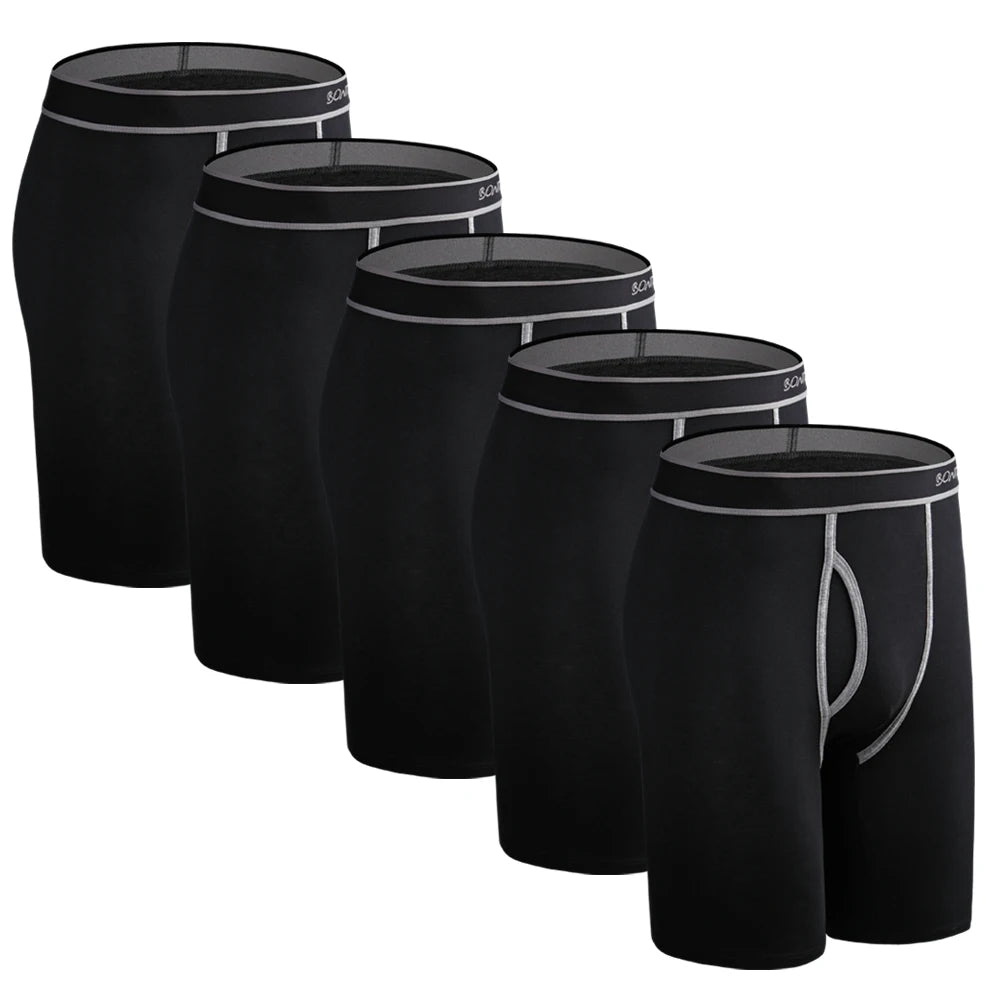 5Pcs Set Long Boxer Men Underwear Male Underpants Panties Sexy Clavin Underware Calzones BoxerShorts Boxer Shorts Homme Trunk