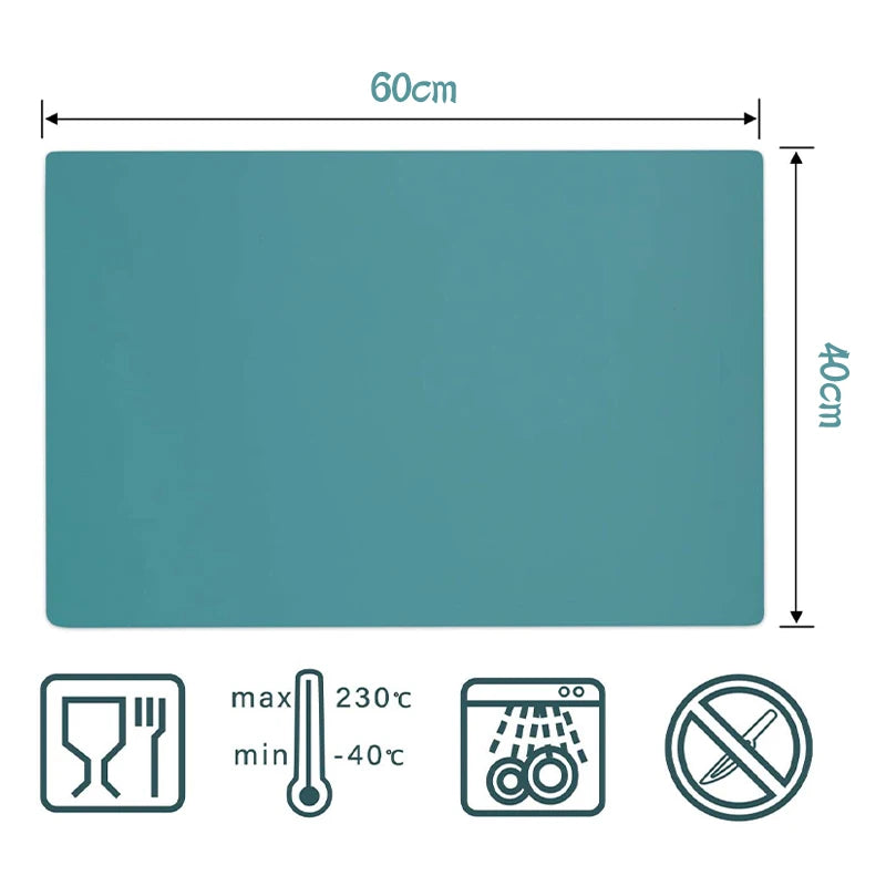 60X40cm Large Size Silicone Placemat Heat Insulation Cup Pad Tablecloth Table Mat Non-Slip Bowl Cup Coaster Kitchen Accessories