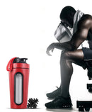 1Pc 700ML Stainless Steel Sports Water Mugs Shaker Bottles With Scale, Outdoor Gym Fitness Shake Cup Protein Powder Mixer Bottle