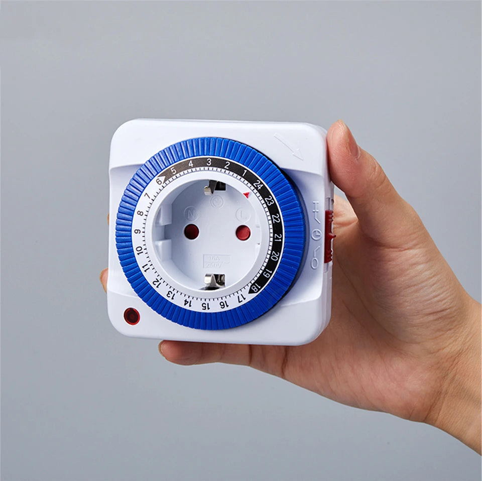 Temporizador de 24 horas para UE/EE. UU., enchufe con temporizador, conexión a tierra mecánica, programable, con cuenta regresiva inteligente, interruptor de bucle, apagado automático