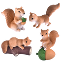 4pcs/Set Lovely Squirrel Family Model Cartoon Animal Figurine Dollhouse Cake Home Decor Kid Miniature Garden Decoration Playset