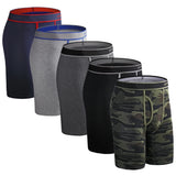 5Pcs Set Long Boxer Men Underwear Male Underpants Panties Sexy Clavin Underware Calzones BoxerShorts Boxer Shorts Homme Trunk