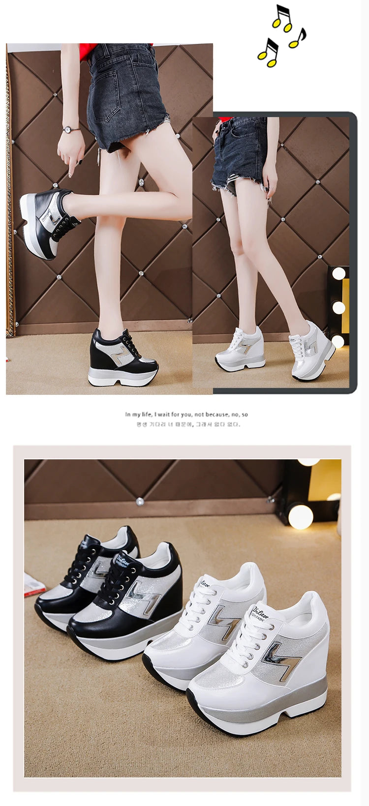 Fashion White Sneakers Women's High Platform Casual Shoes Height Increasi Leathe Shoes 10 CM Thick Sole Trainers Tennis Sports