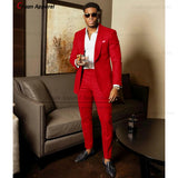 Blue Shawl Lapel Suit Male 2 Pieces Tailored Groom Wedding Suits Tuxedo Best Man Blazer Pants Trendy Fashion Marriage Costume