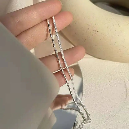 Pulsera de plata de ley 925, accesorio de joyería de doble capa 