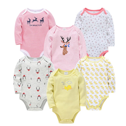 Conjunto de 3/6 piezas de ropa de moda para bebés Kavkas, conjunto de algodón suave de manga larga para otoño, mono para niños y niñas, body para recién nacidos