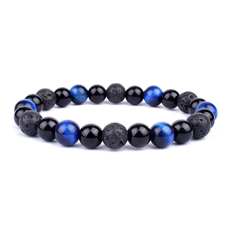 Pulseras de cuentas de obsidiana negra natural, hematita, ojo de tigre, para hombres, protección magnética de la salud, joyería para el alma de las mujeres, pulsera para hombre 