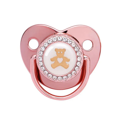 Luxury Newborn Baby Pacifier Crown Rhinestone Pacifier Infant Teether Silicone Soother Holder Dummy Baby Shower Gift 