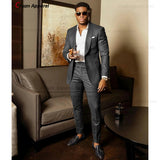 Blue Shawl Lapel Suit Male 2 Pieces Tailored Groom Wedding Suits Tuxedo Best Man Blazer Pants Trendy Fashion Marriage Costume