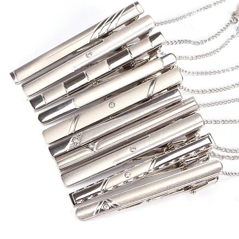 Clip de corbata de metal nuevo para hombre, broche de corbata de boda, broche de corbata de caballero, alfiler de corbata de cristal para accesorios de hombre, joyería.
