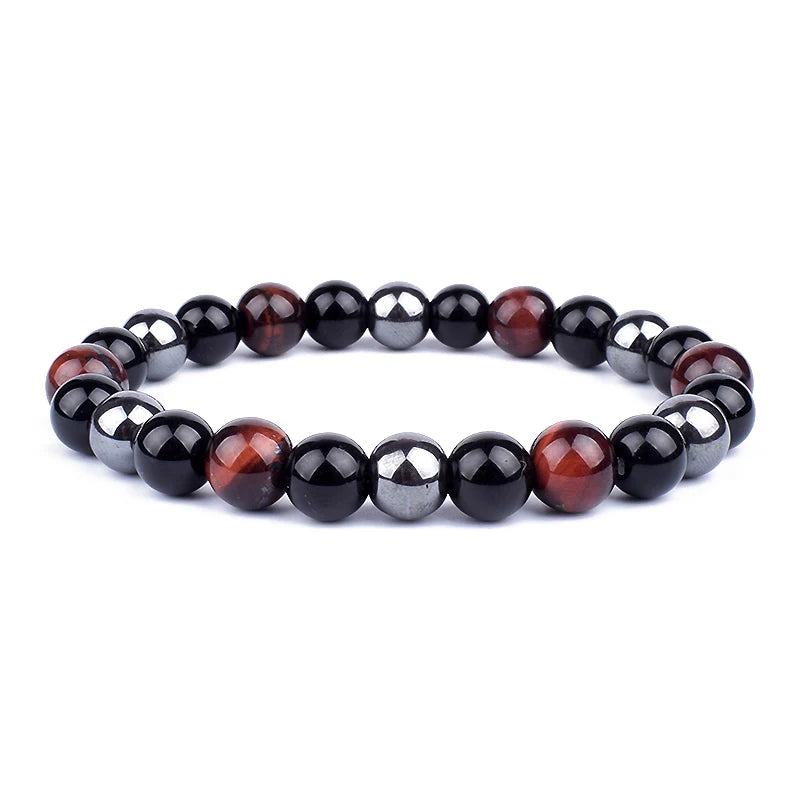 Pulseras de cuentas de obsidiana negra natural, hematita, ojo de tigre, para hombres, protección magnética de la salud, joyería para el alma de las mujeres, pulsera para hombre 
