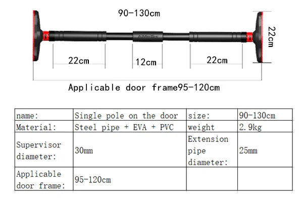 Large Door Horizontal Bar Steel Adjustable Training Bars for Home Sport Workout Pull Up Arm Training Sit Up Bar Fitness Equipment