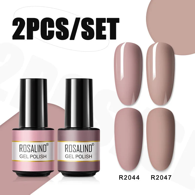ROSALIND Nail Gel Manicure Set Hybrid Varnish Kit For Nails Art UV Lamp Semi Permanent Nail Gel Polish Set With Good Pack