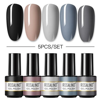ROSALIND Nail Gel Manicure Set Hybrid Varnish Kit For Nails Art UV Lamp Semi Permanent Nail Gel Polish Set With Good Pack