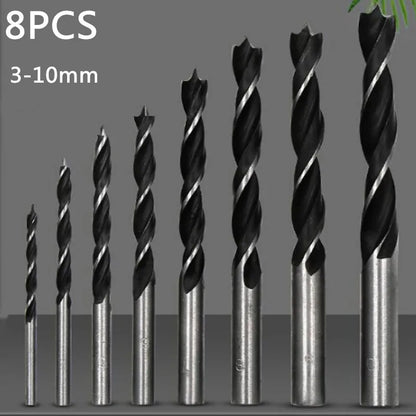 Juego de 8 brocas para madera de 3 mm a 10 mm para carpintería, brocas espirales de acero con alto contenido de carbono.