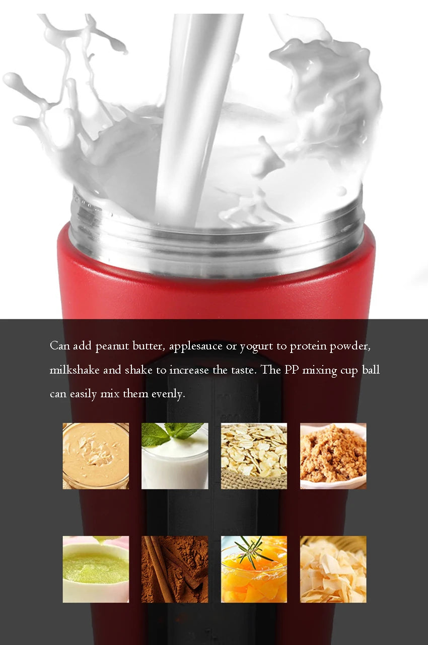 1Pc 700ML Stainless Steel Sports Water Mugs Shaker Bottles With Scale, Outdoor Gym Fitness Shake Cup Protein Powder Mixer Bottle