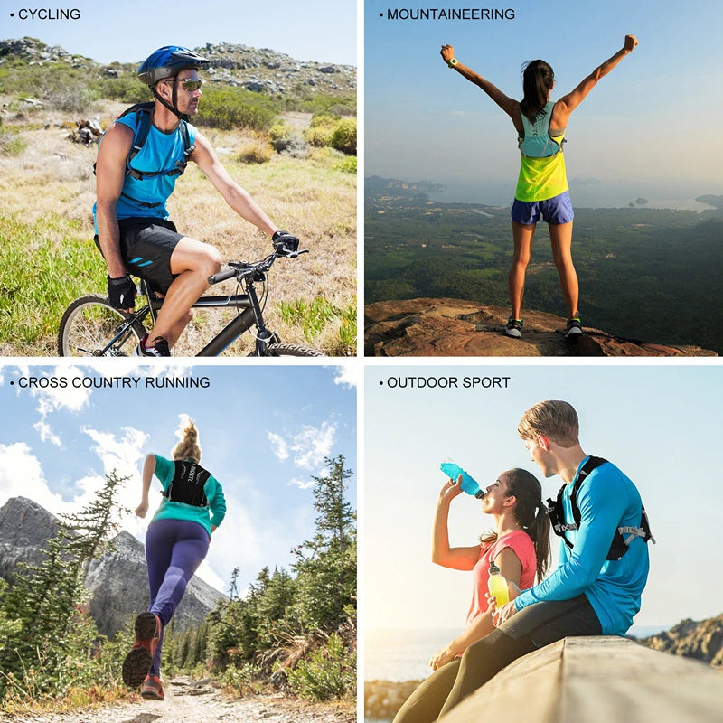 Mochila ultraligera de 5 l para correr en senderos al aire libre, chaleco de hidratación para correr, bolsa transpirable para ciclismo de maratón, botella de agua de 500 ml.