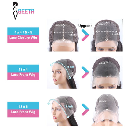 Hd Lace Frontal Wig 13x6 13x4 Lace Front Wig Human Hair 30Inch Bone Straight Transparent Lace Human Hair Wigs 4x4 HD Closure Wig