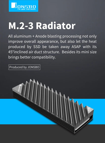 JONSBO M.2 2280 Solid State Hard Disk Aluminum Heatsink with Thermal Pad for m2 Desktop PC Thermal Gasket PC Accessories