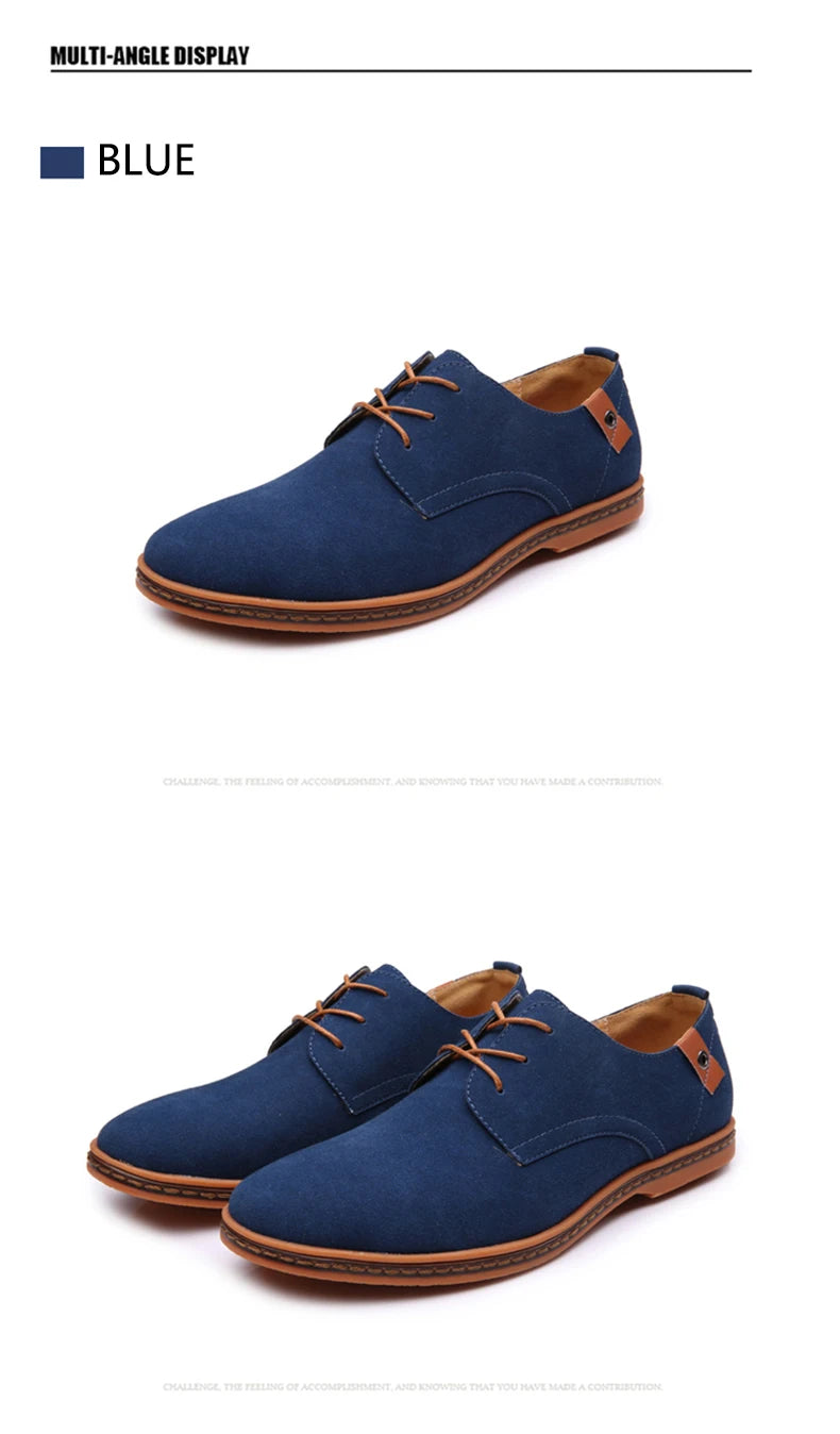 2024 Spring Suede Leather Men's Oxford Casual Shoes Classic Sneakers Comfortable Footwear Dress Shoes Large Size Flats