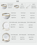 New Double-sided Gilt Rim Gray Marble Pattern Gilt Rim Porcelain Dinner Plate Set  Salad Noodles Bowl Ceramic Tableware