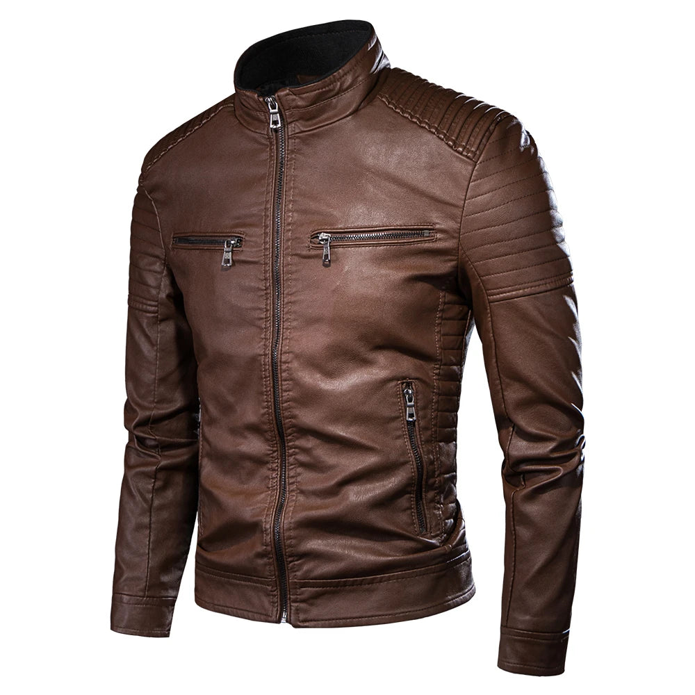Chaqueta de cuero vintage informal para hombre, diseño de moda de primavera y otoño, con bolsillo para motociclista, talla 4XL-M, 2021