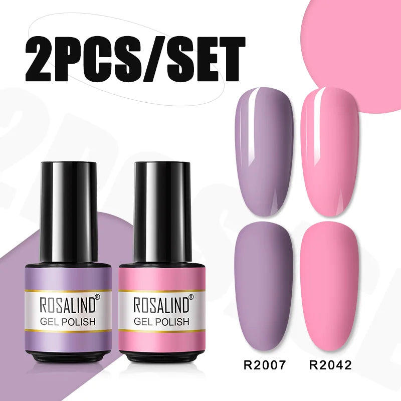 ROSALIND Nail Gel Manicure Set Hybrid Varnish Kit For Nails Art UV Lamp Semi Permanent Nail Gel Polish Set With Good Pack