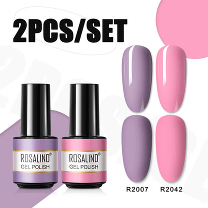 ROSALIND Nail Gel Manicure Set Hybrid Varnish Kit For Nails Art UV Lamp Semi Permanent Nail Gel Polish Set With Good Pack